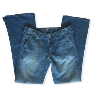 7 For All Mankind Y2K Medium Wash Side Slit Boot Cut Jeans 27